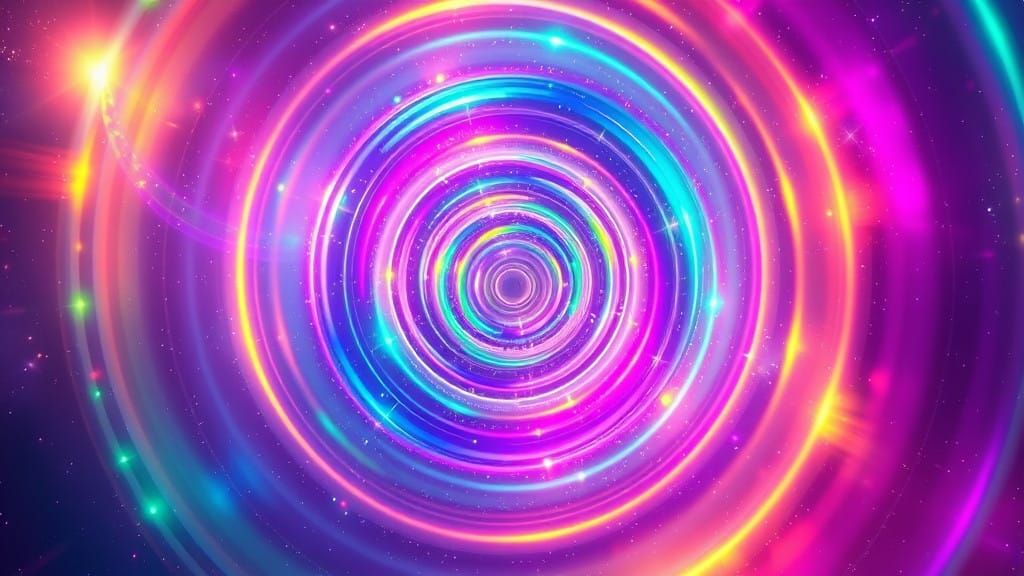 Rainbow Fractal Pattern in Cosmic Expanse