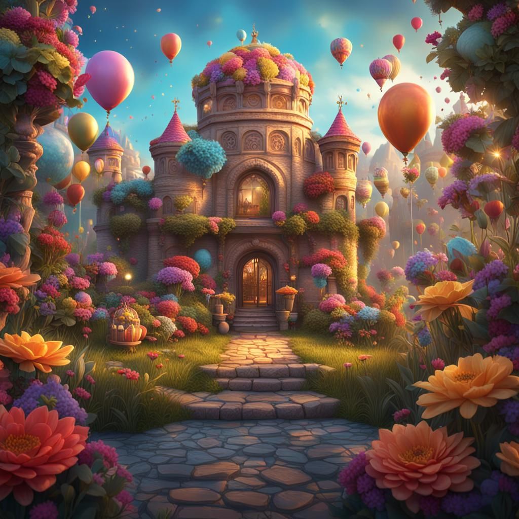 Fantasy Castle Birthday Card in Detailed Matte Painting