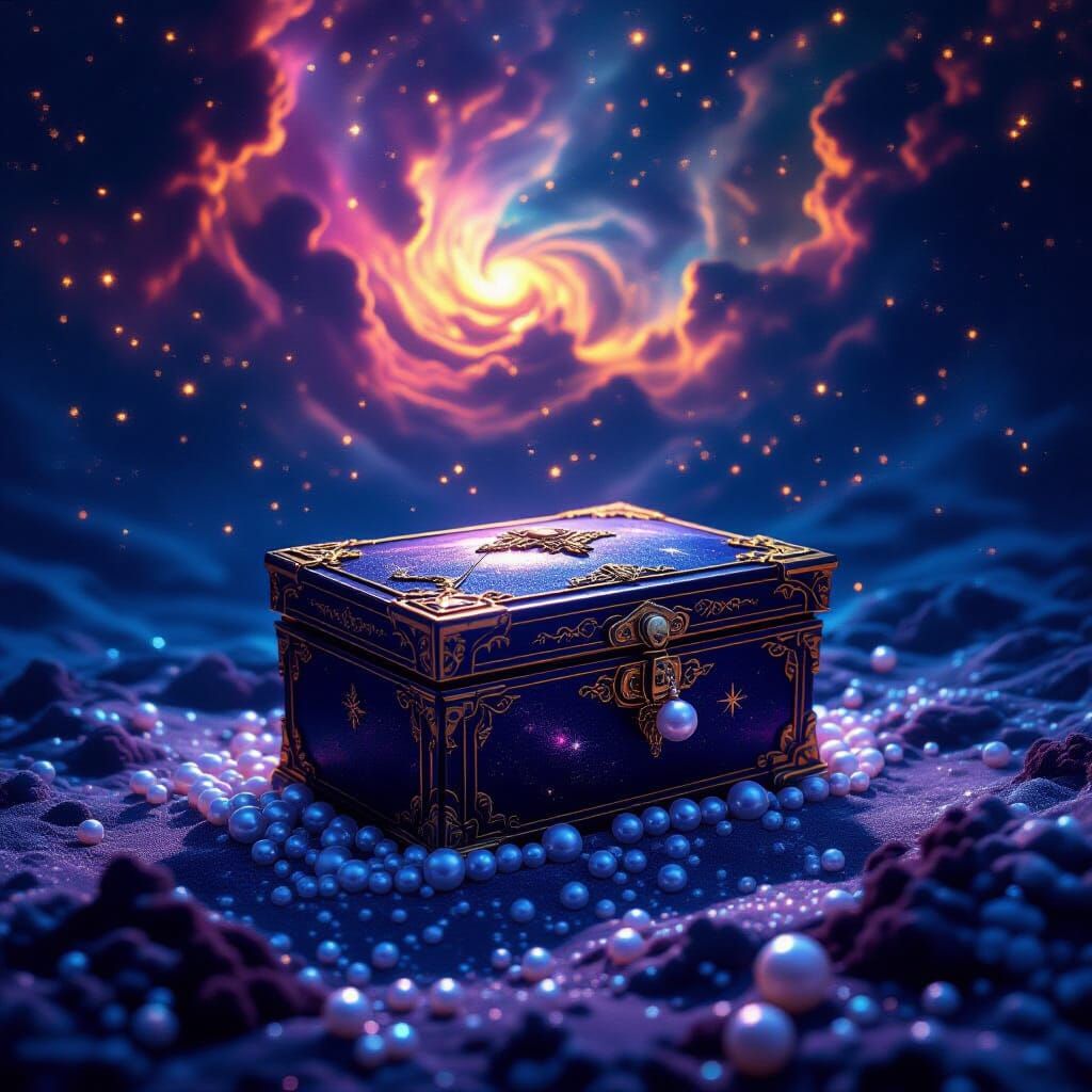Ancient Jewelry Box on Cosmic Ocean Floor