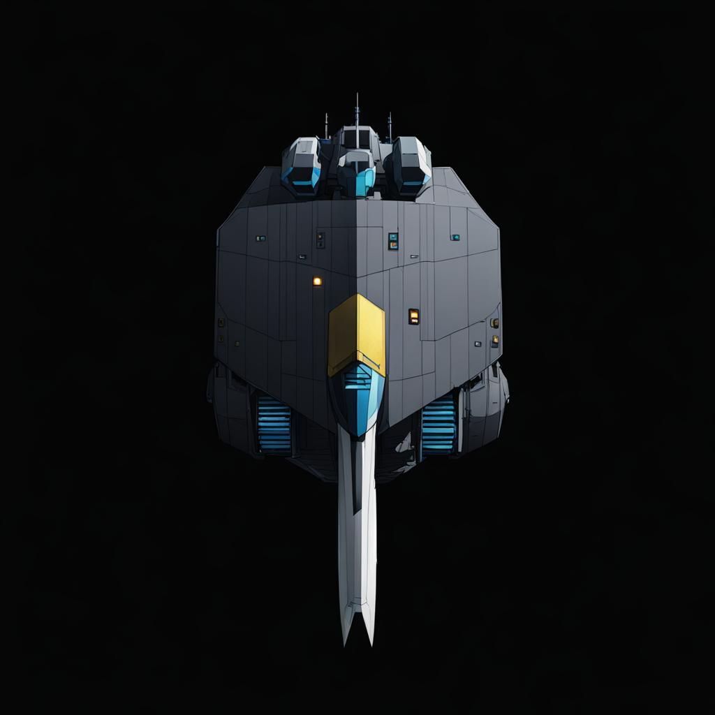 Cyberpunk Ship with Blue and Black Engine