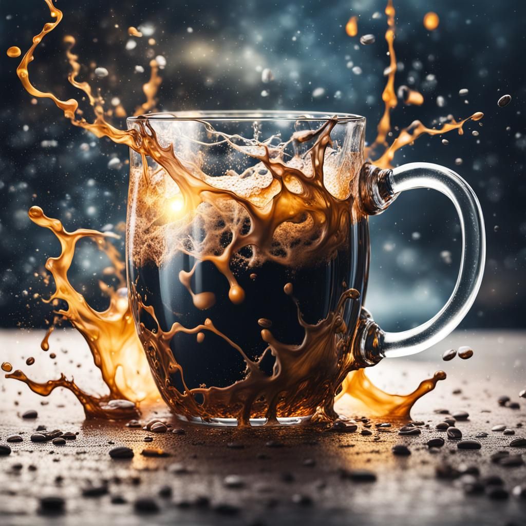 Hyperrealistic Coffee Splash in a Thunderstorm