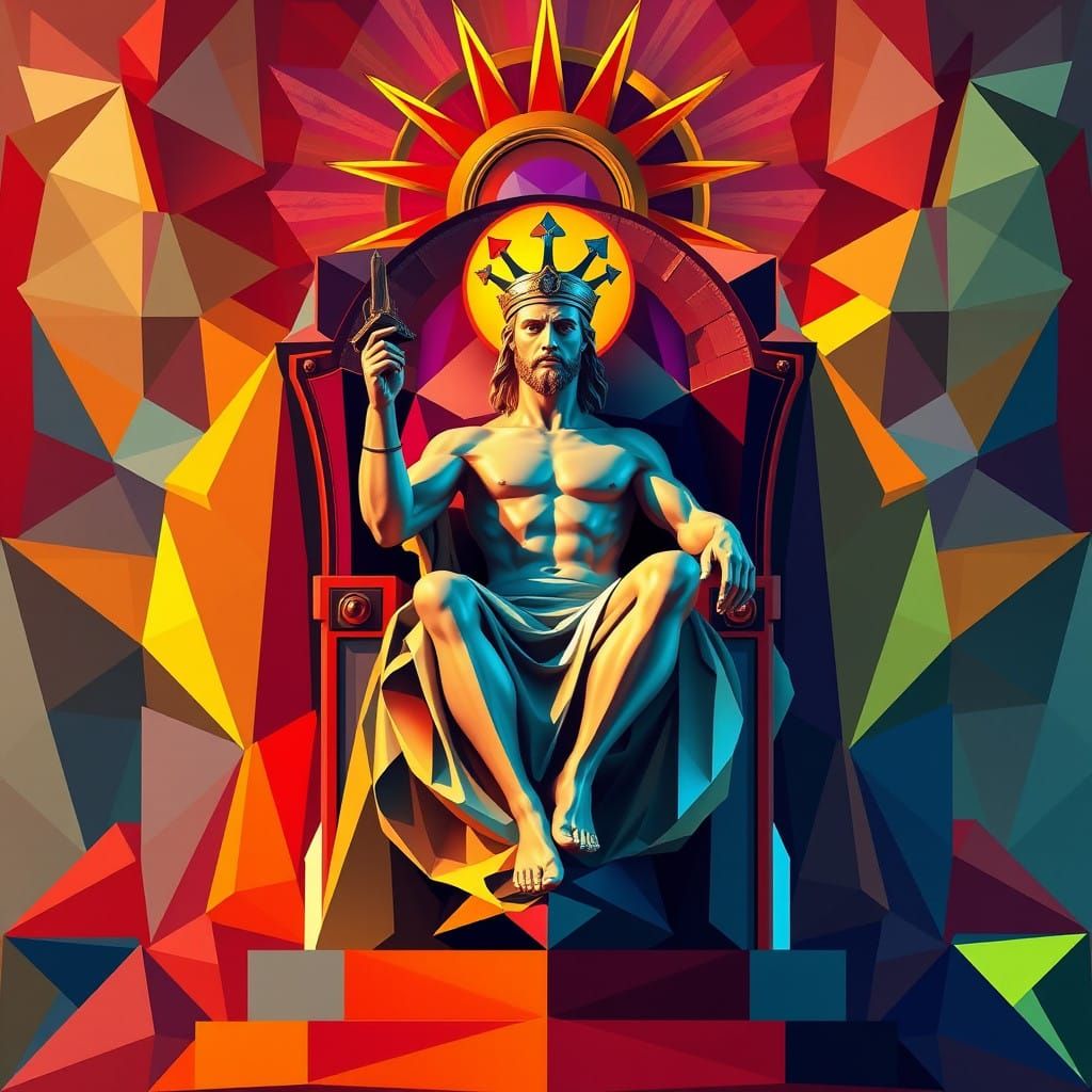Apollo in Vibrant Neo-Cubist Splendor