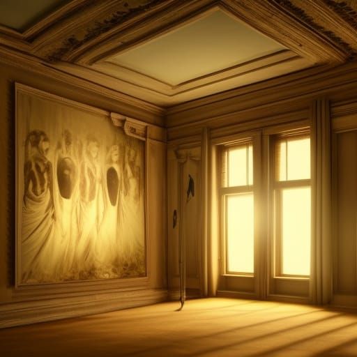 Abandoned Living Room with Mannequins: Digital Matte Paintin...