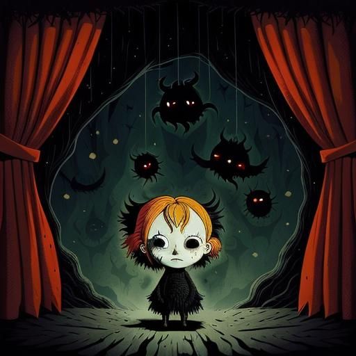 Contrasting Emotions in Dark Surrealist Style