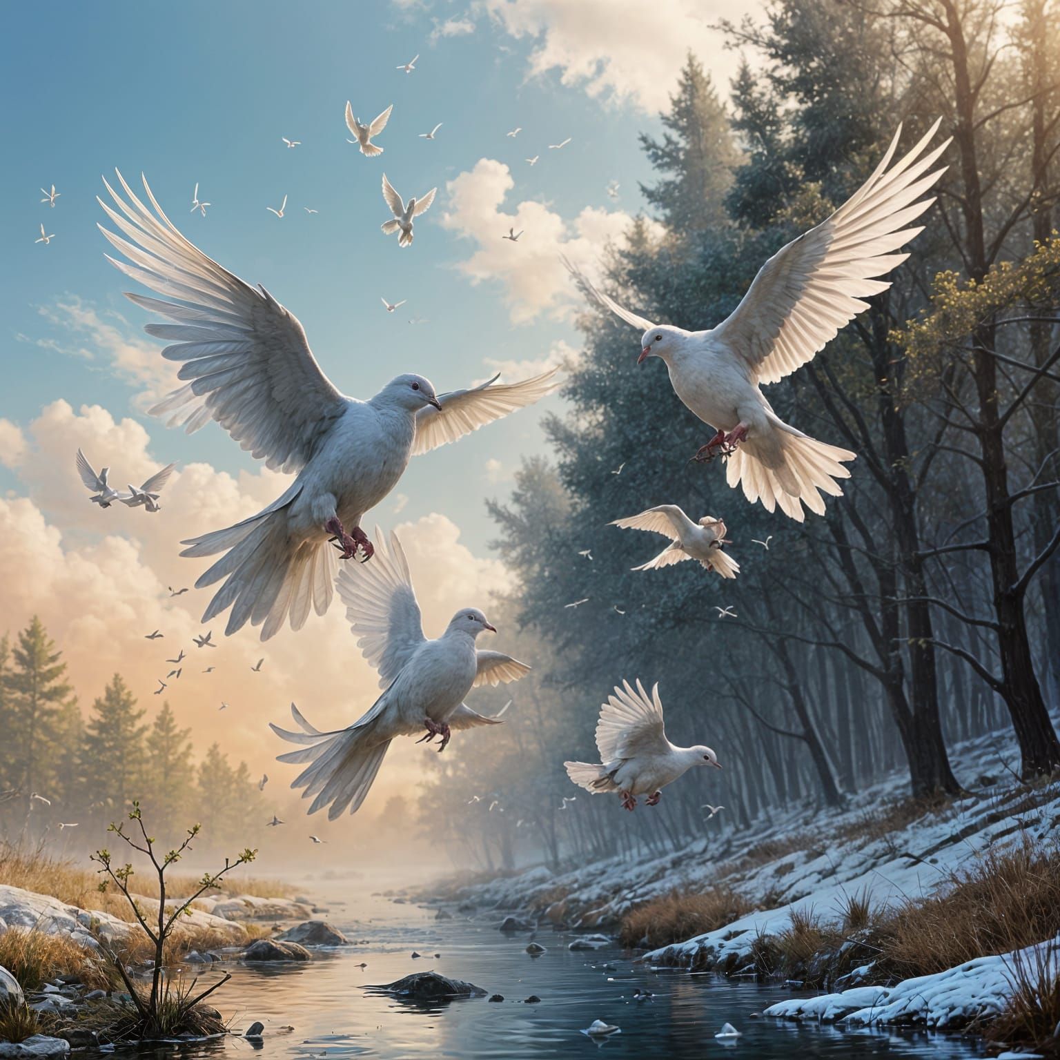 Doves in Flight