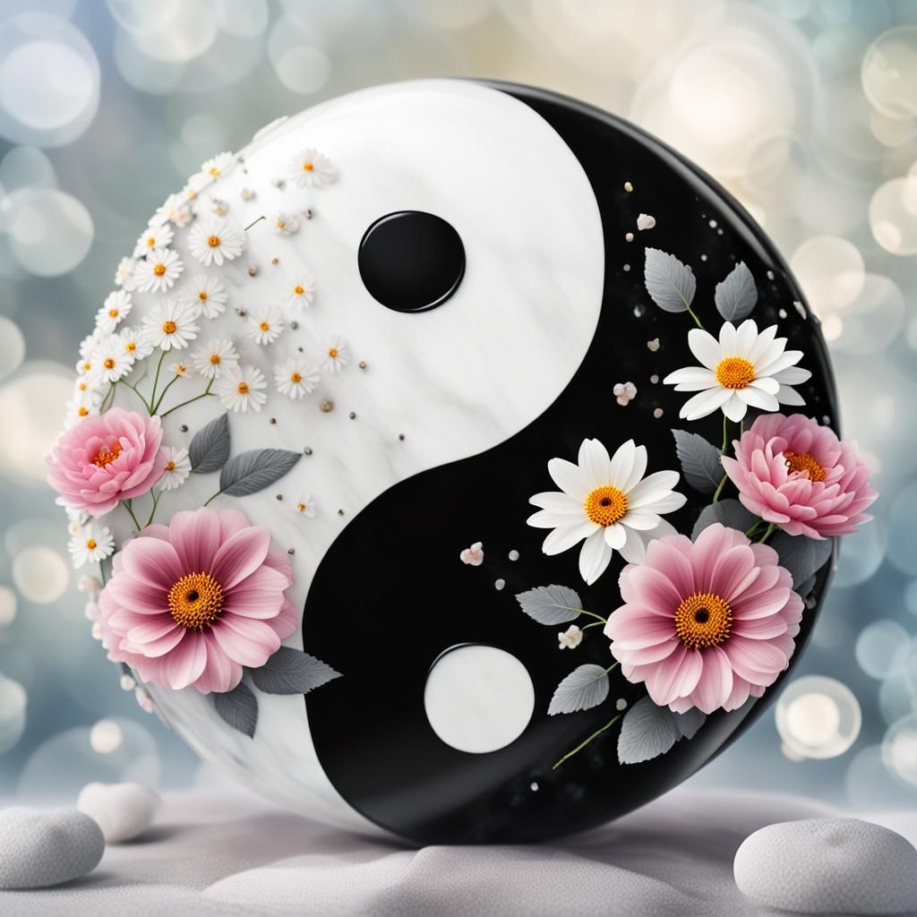 Marble and Obsidian Yin Yang Sphere