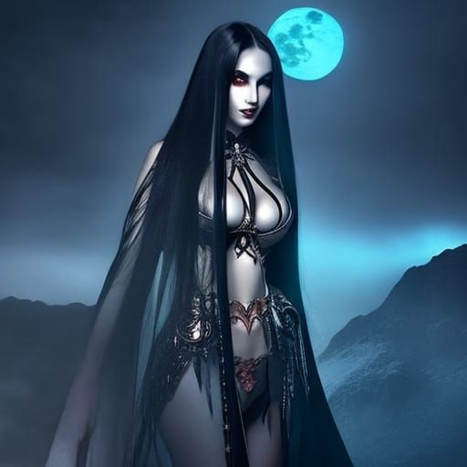 Vampire Queen in Moonlit Aetherpunk Fantasy