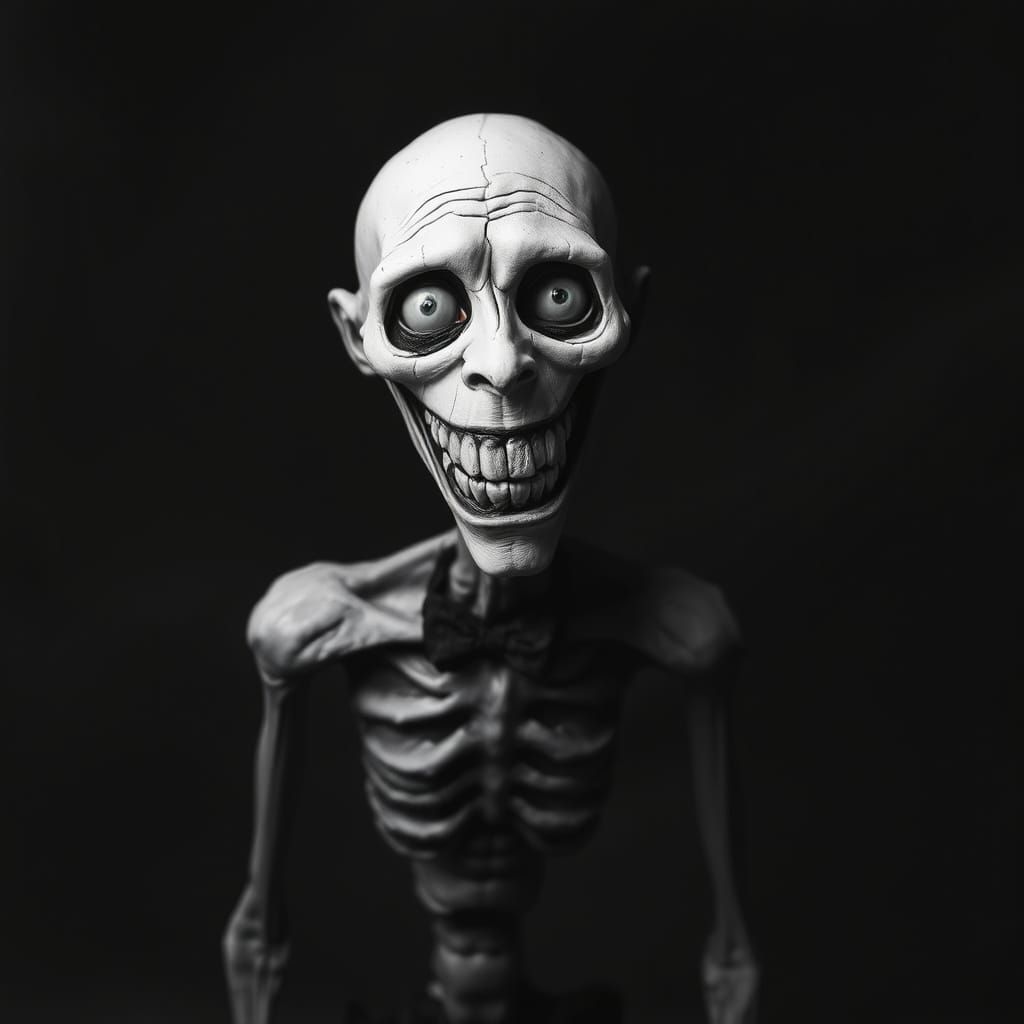 Gothic Comedy Specter in Black-and-White