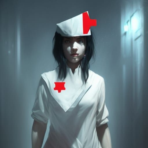 Dark Fantasy Dice Nurse, Hyperdetailed Digital Art