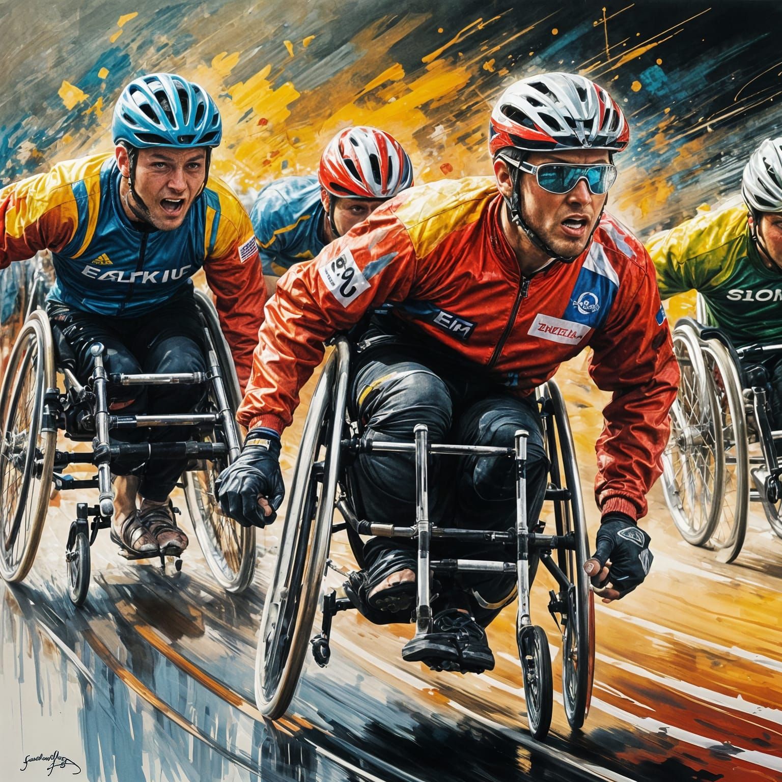 Paralympic Wheelchair Racers Cross the Finish Line