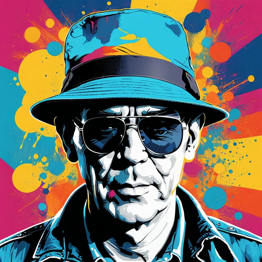 Hunter S. Thompson Portrait in Pop Art Style