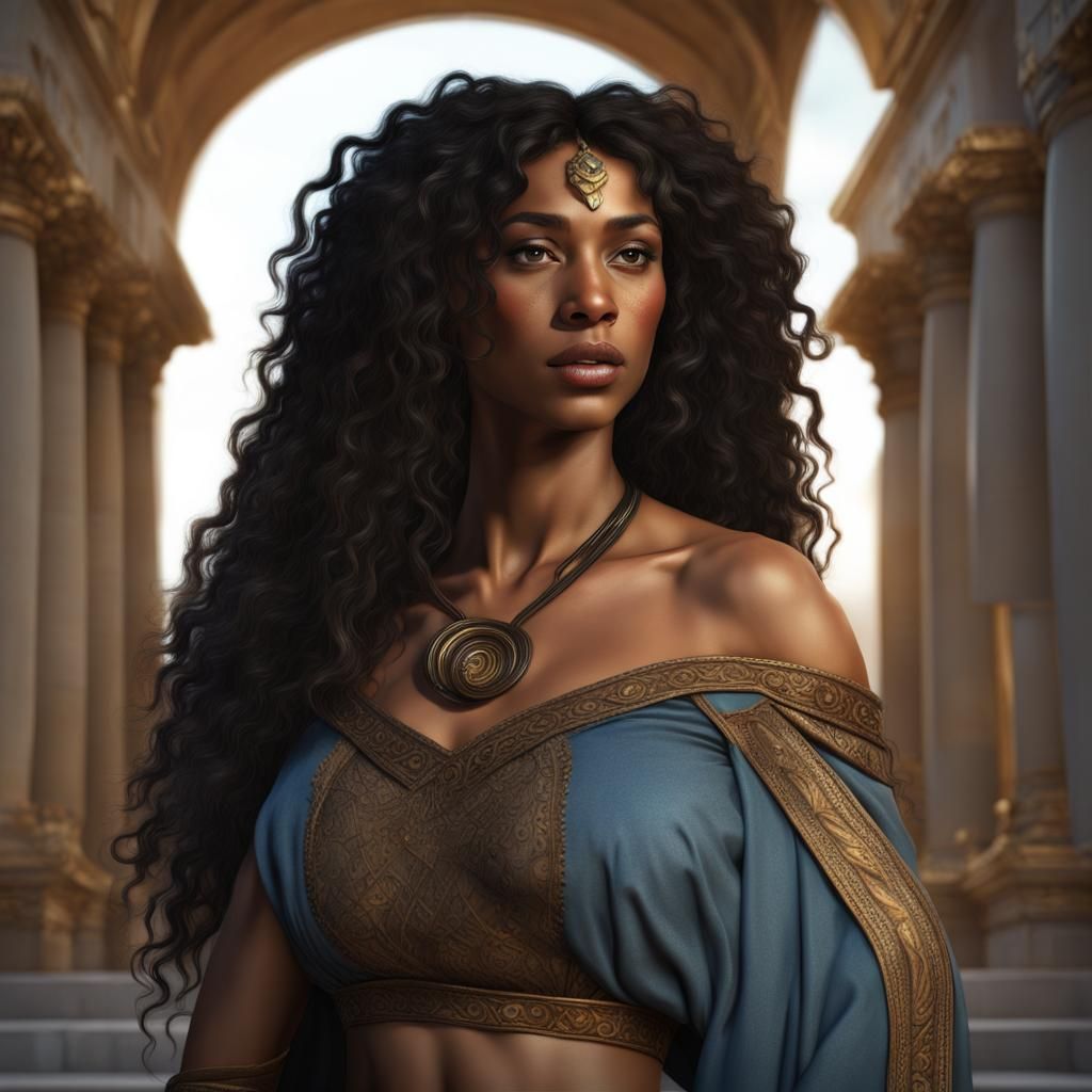 Botticelli-Style Portrait of a Black Woman