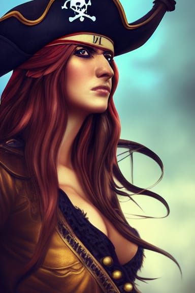 Detailed Pirate Captain Portrait in Digital Illustration