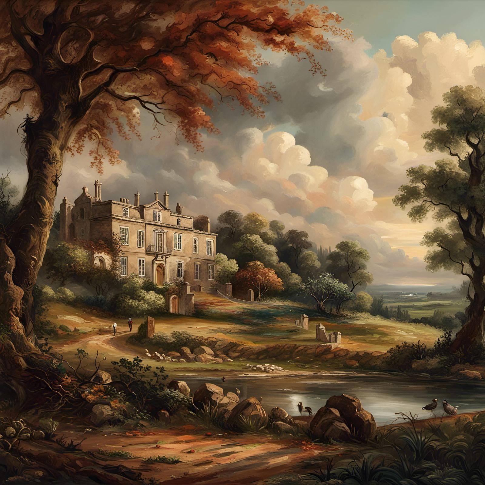 English Estate in Portugal as Oil Painting