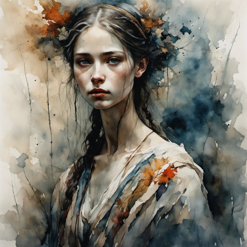 Slavic Girl in Traditional Ukrainian Dress