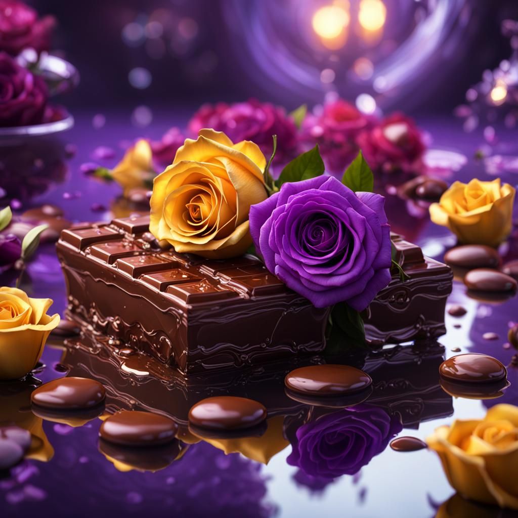 Chocolates and Roses Reflecting Love: Fantasy Art