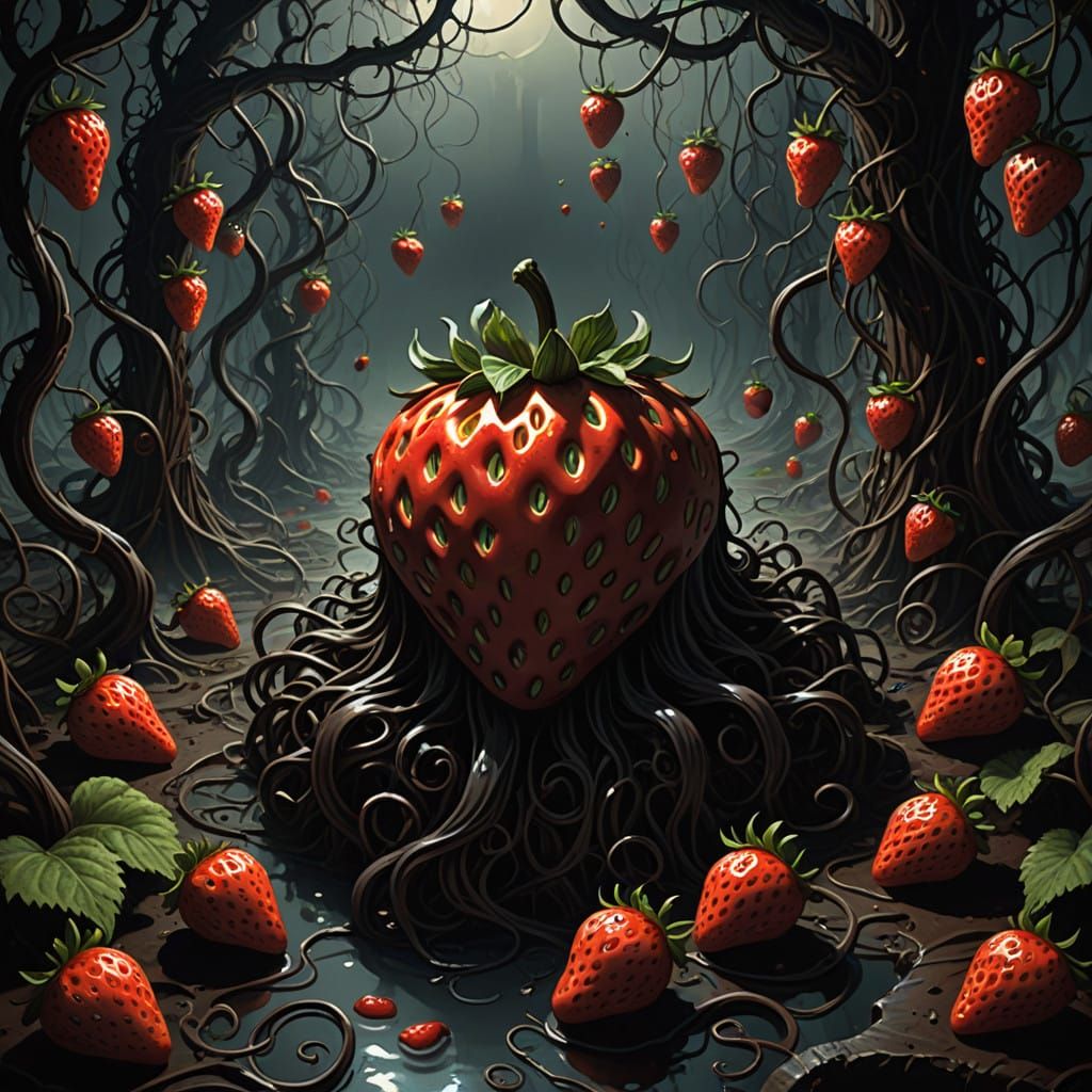 Surreal Chocolate Nightmare in a Grotesque Strawberry Realm
