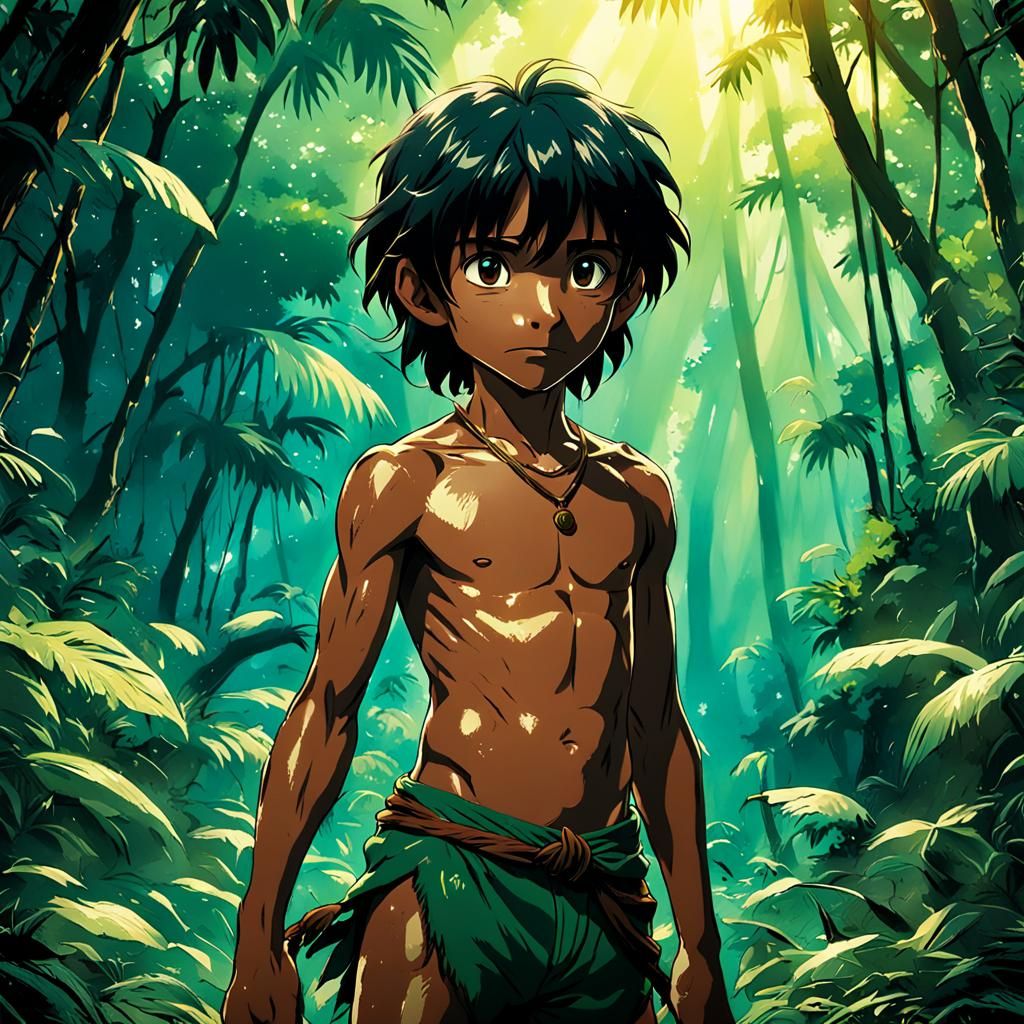 Mowgli in Cel-Shaded Anime Style