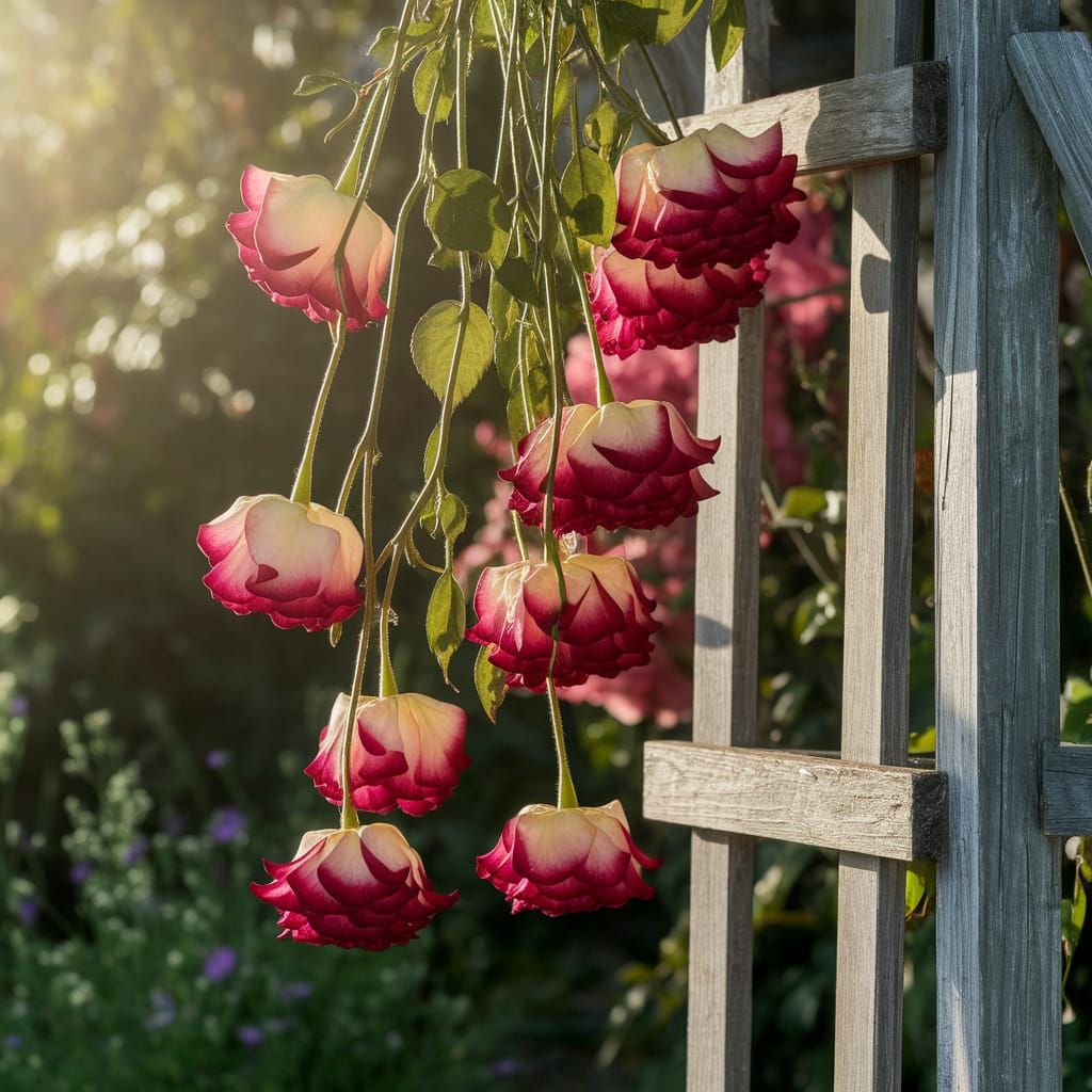 Crimson Garden Blooms in Vibrant Impressionist Style