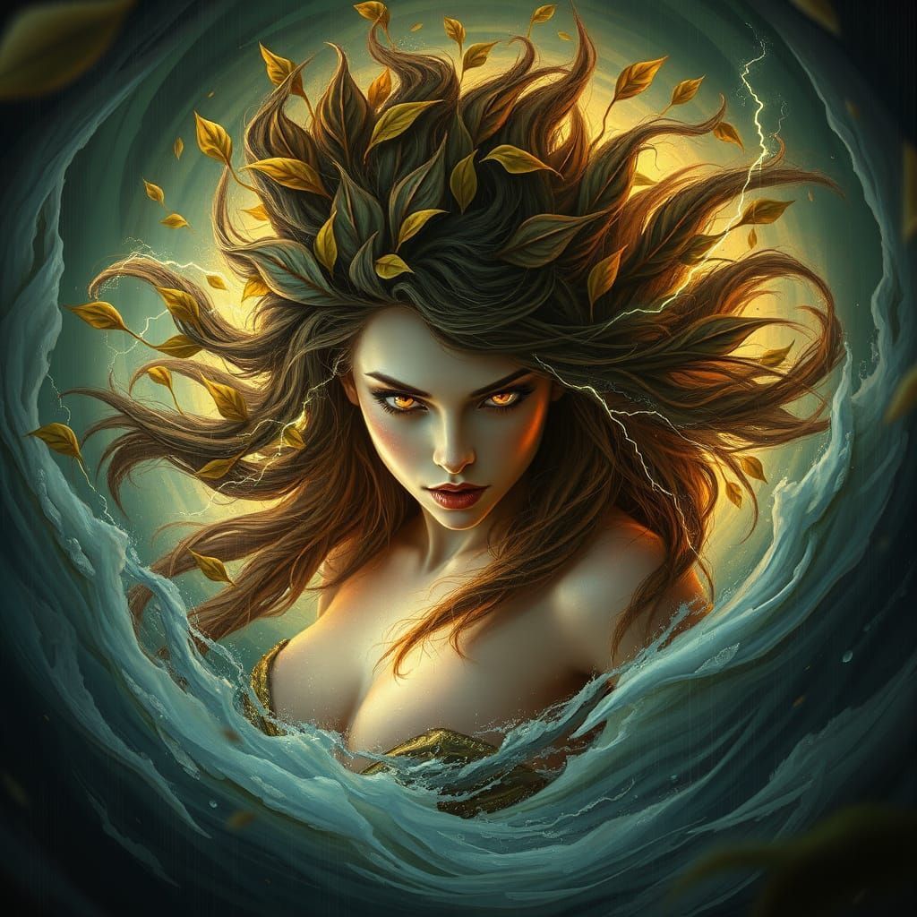 Dryad Commanding a Hurricane in Dramatic Fantasy Art