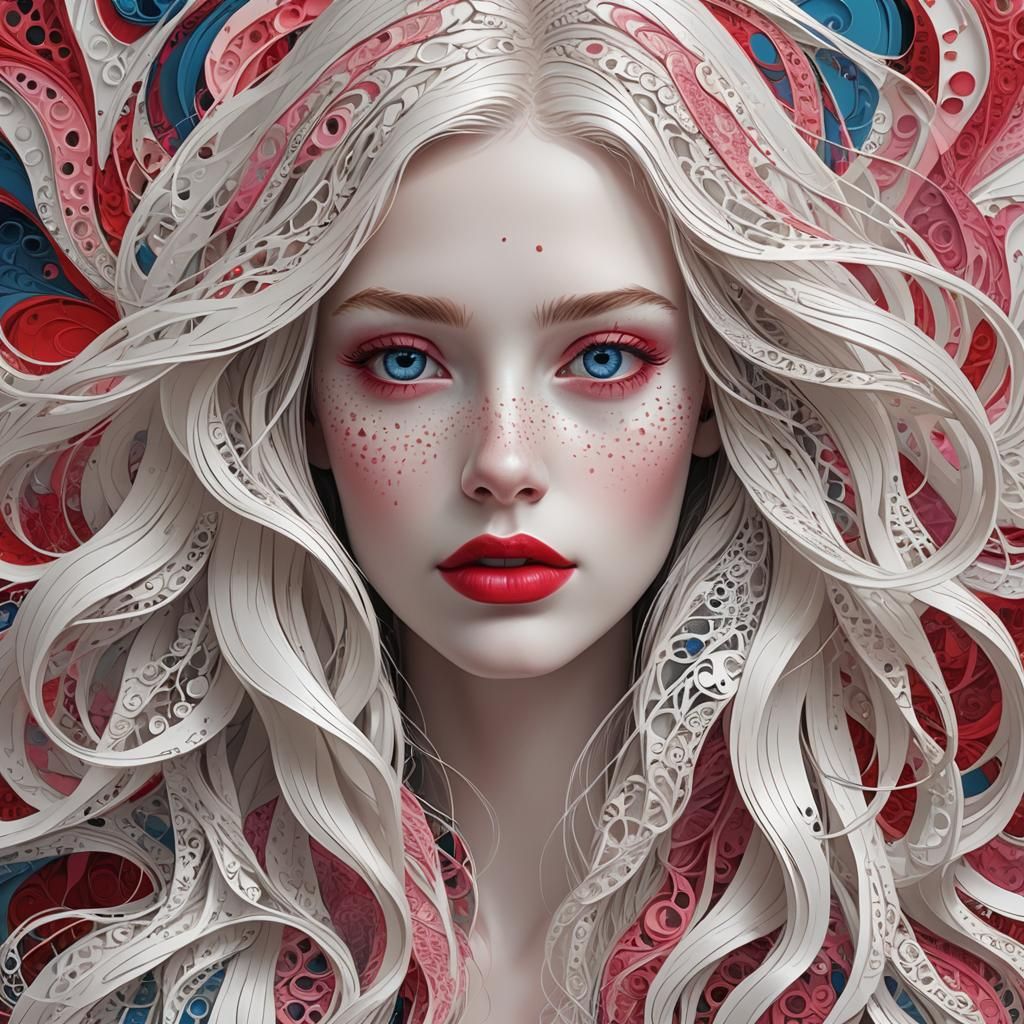 Portrait of a Person with Freckles in Abstract Style