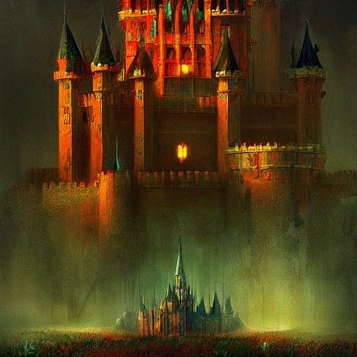 Psychedelic Fantasy Castle Art by Rutkowski