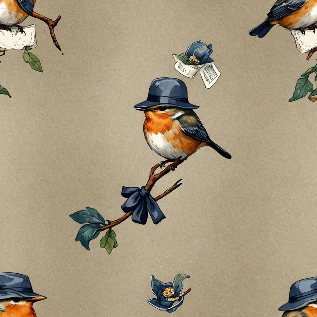Small Bird Detective in Hat and Tie