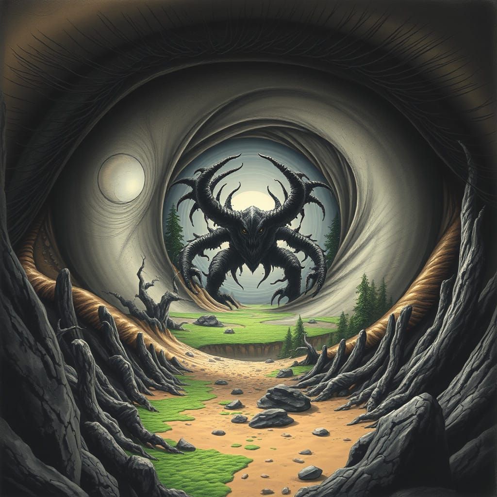 Ethereal Beholder Emerges from Mystical Portal