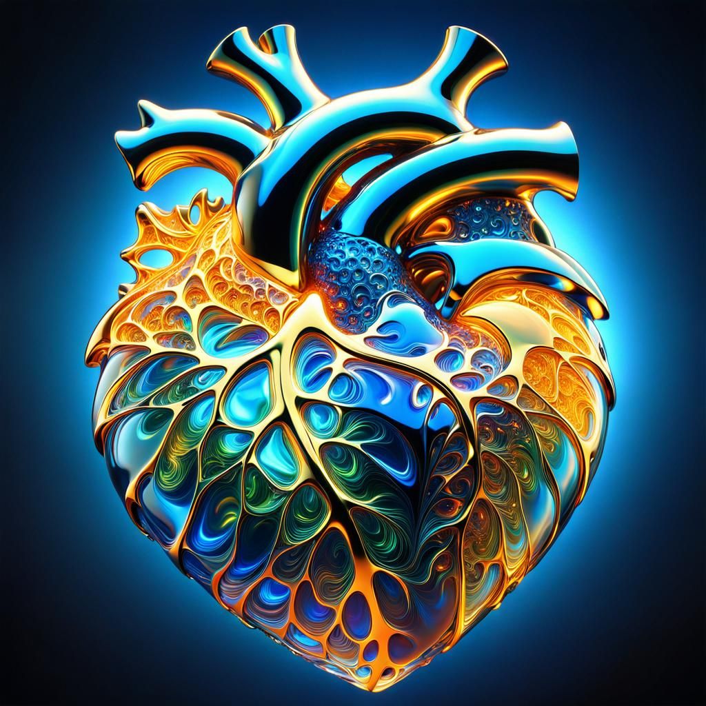 Celestial Heart in Glasspunk Fractal Style