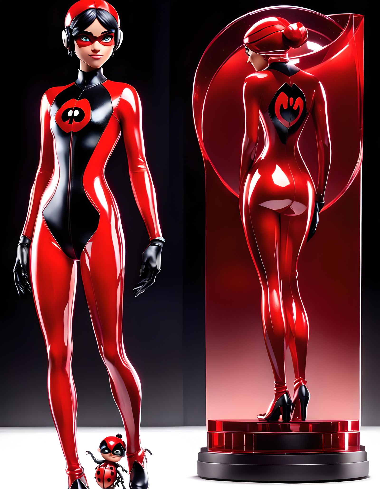 Ladybug Figurine in Red Glass, Sensual Pose