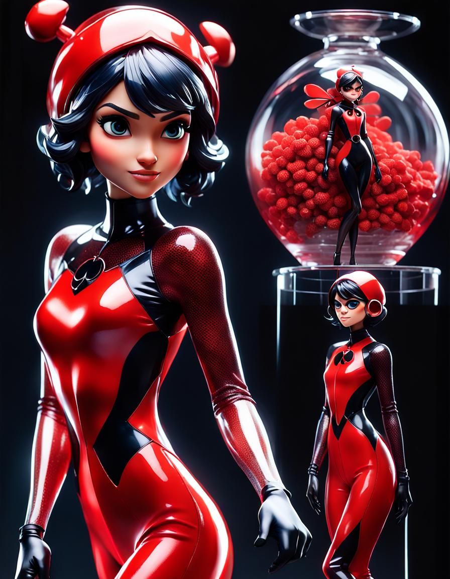 Ladybug Catsuit Figurine in Red Glass