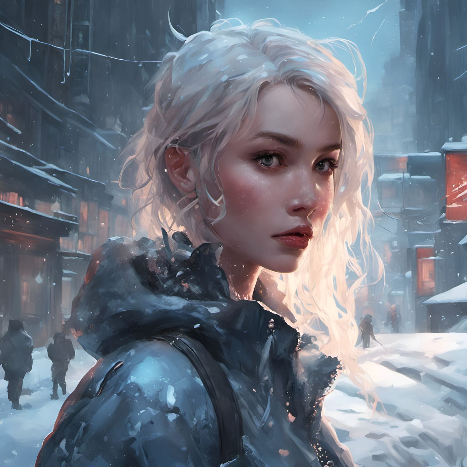 Icy Girl in Latex: A Manhwa-Style Digital Portrait