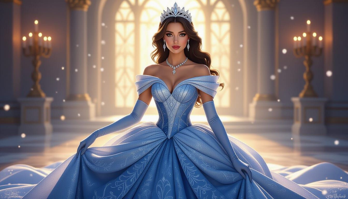 Disney Princess in Diamond Gown: Cinematic Digital Art