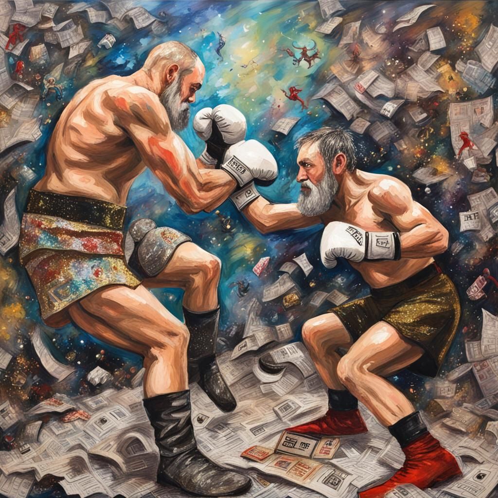 Fantasy Boxing Match in Mixed Media