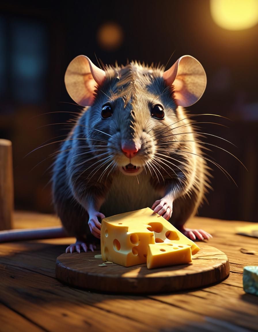 Whimsical Low-Poly Rat Feast: Cartoon-Inspired Fantasy Art