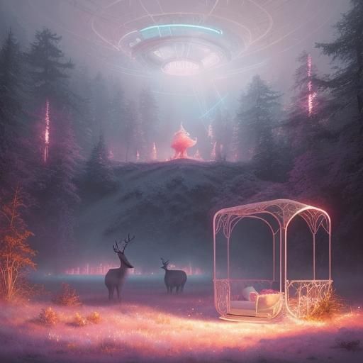 Newborn in Pink Romper with Synthwave Glow