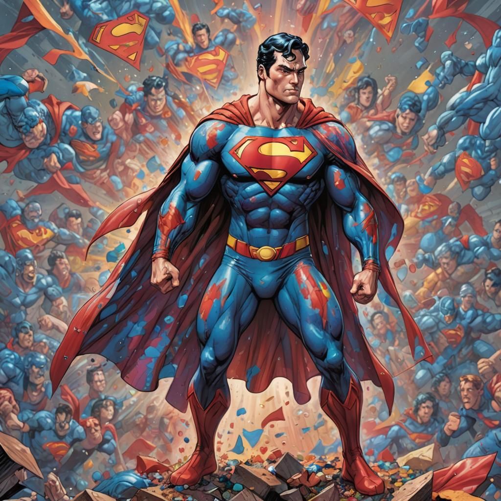 Tie-Dye Superman in 3D Cartoon Style