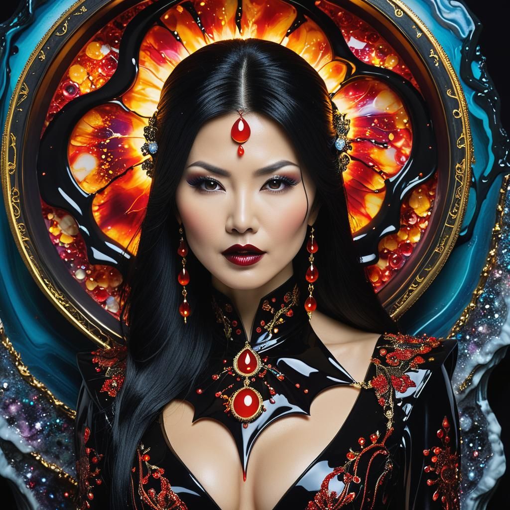 Kelly Hu as Lady Vampire: Hyperrealistic Digital Art