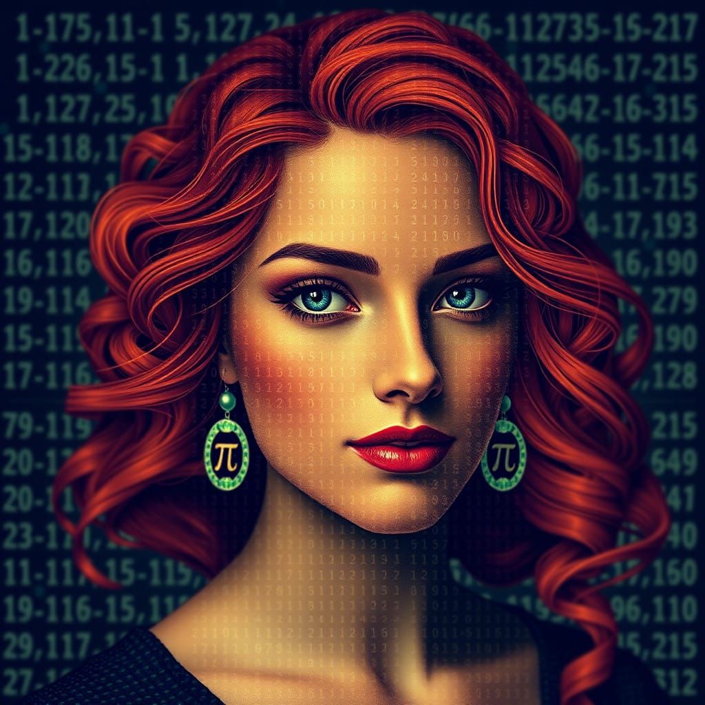 Fibonacci Code Unfolds into Colorful Female Portrait