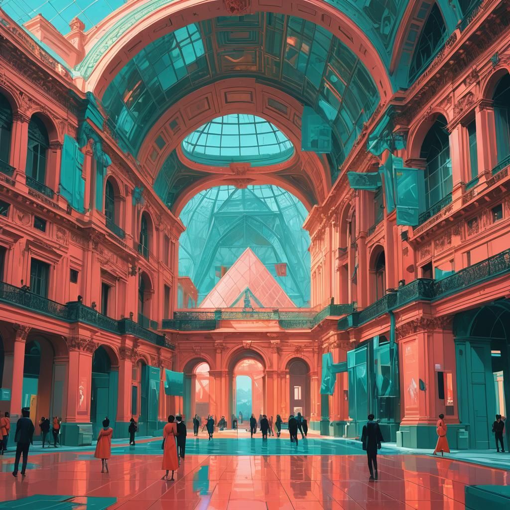 Louvre Museum Transformed into Coral Reef, Digital Art