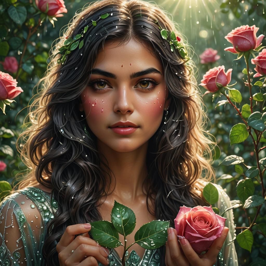 Dew-Kissed Rose: Serene Natural Beauty