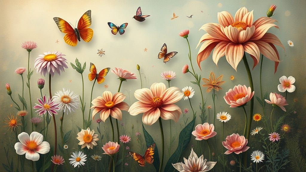 Whimsical Floral Fantasy in Watercolor Style