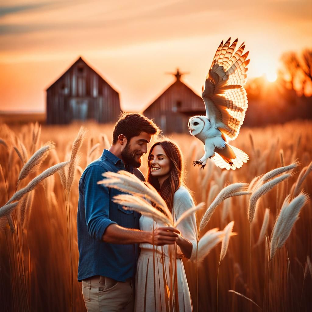 Romantic Couple's Selfie Interrupted by Barn Owl