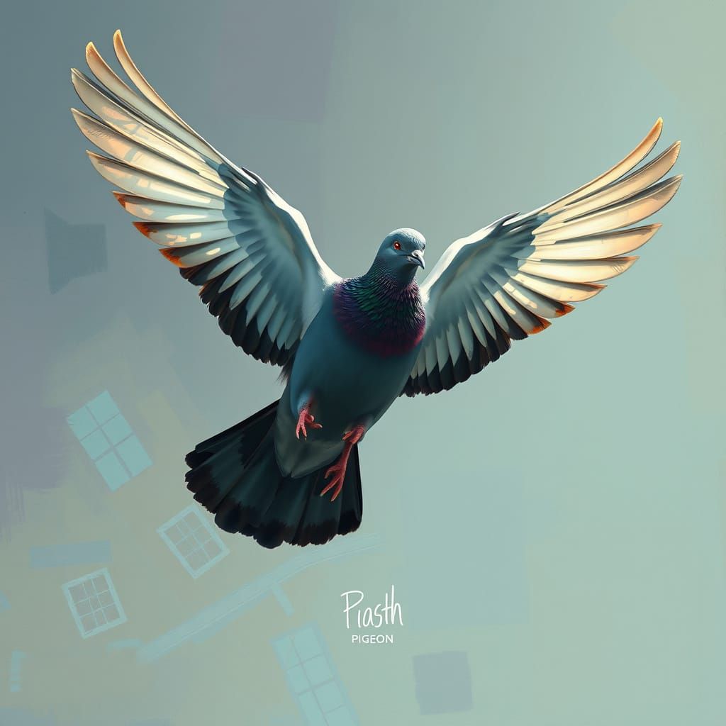 Passenger Pigeon in Flight: Naturalist Illustration