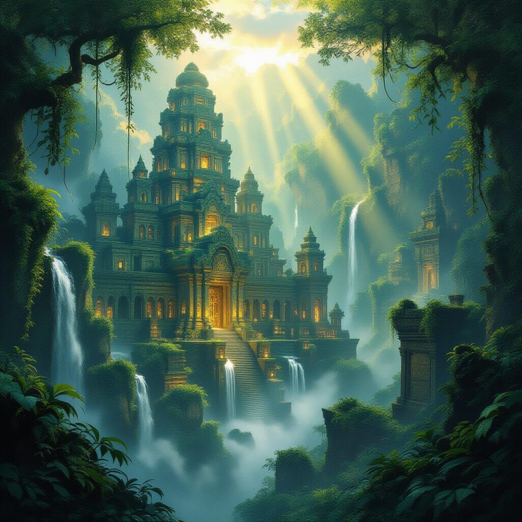 Jungle City Illuminated by Ethereal Ancient Light