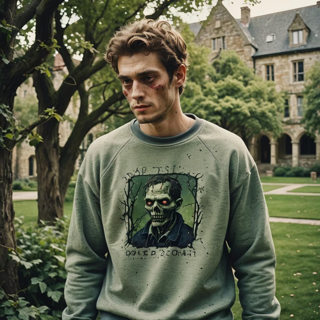 Serene Zombie Portrait in Faded 35mm Colour Tones