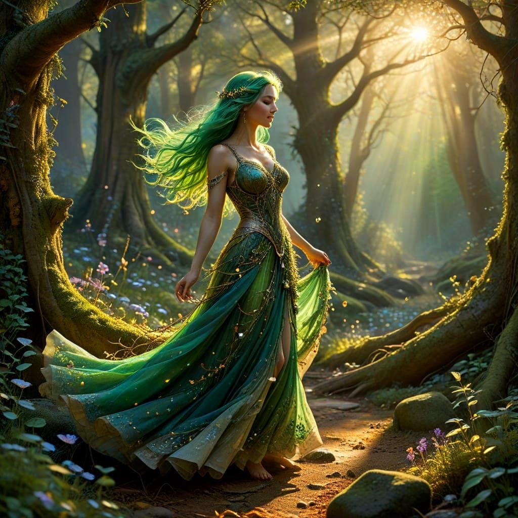 Enchanted Forest Maiden in Ethereal Glow