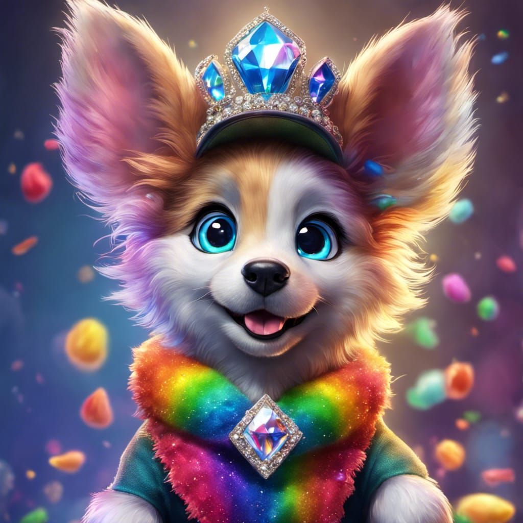 Anthro Puppy in Royal Clothes with Diamond Dusting