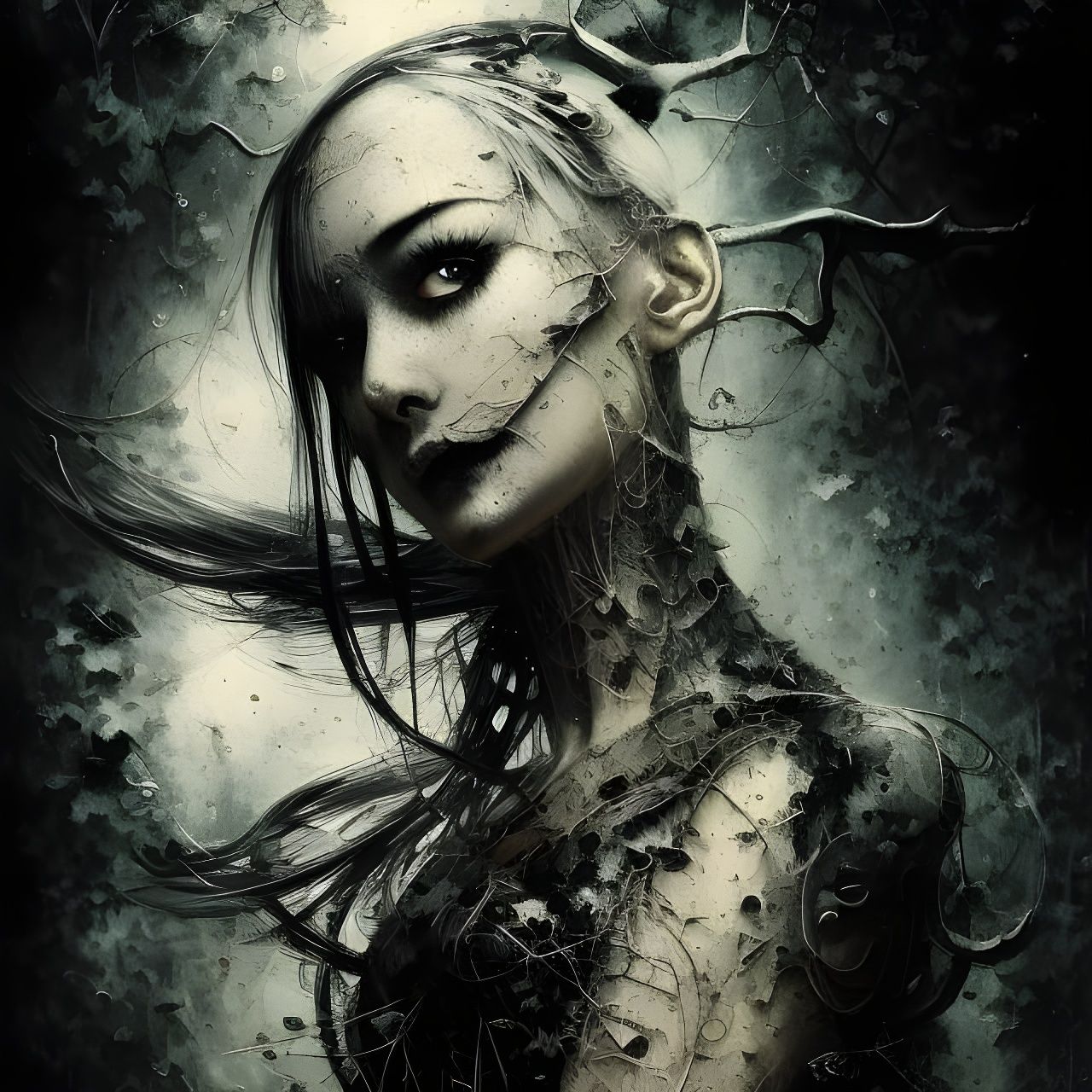 Ethereal Tattered Figure, Digital Art