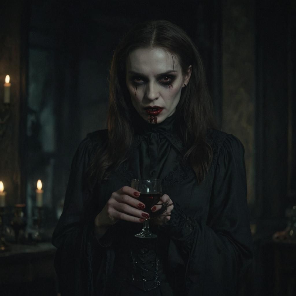 Gothic Vampire in Atmospheric Cinematic Still